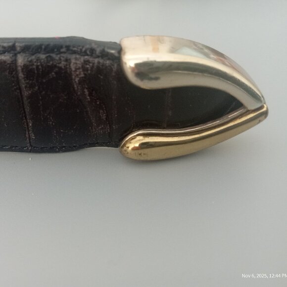 Talbots Genuine Leather Belt Size L Two Toned Heart Hardware - Picture 3 of 5